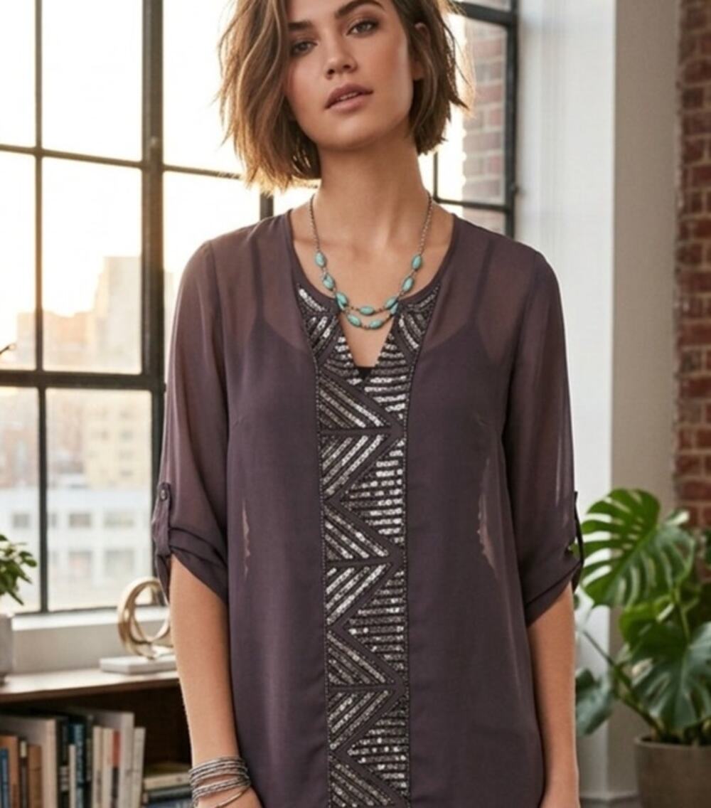Angie semi sheer sequin tunic